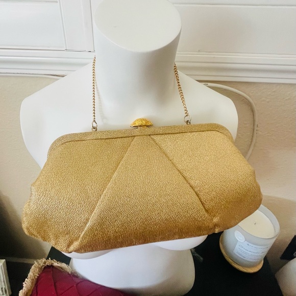 Vintage 60's Clutch evening Handbag in Gold Lame - Picture 2 of 5